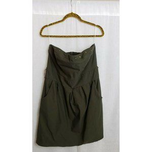 torrid dress size 18 strapless mini khaki green studded bodice pleated front